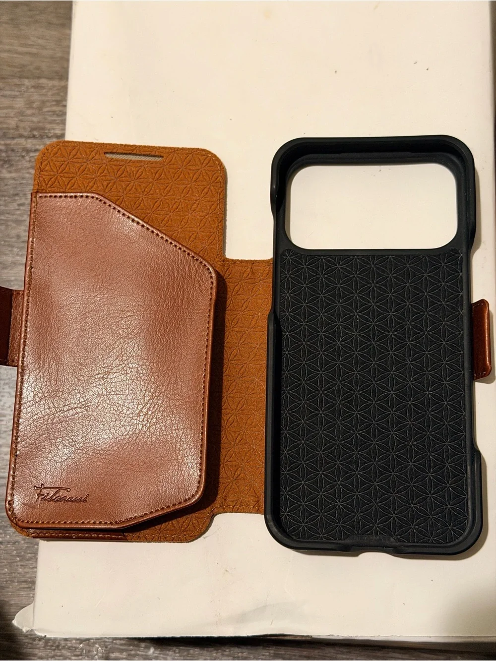 Premium Tan Leather Wallet Case with Card Pocket for iPhone